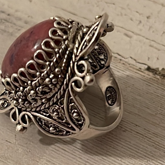 DGS Silver Rhodonite Statement Ring. - Picture 3 of 5